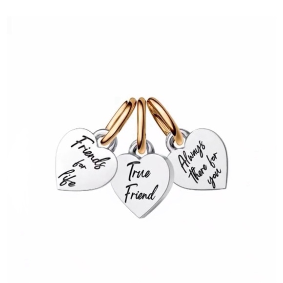 New Pandora Two-tone Splittable Friendship Triple Dangle Charm 925 sterling - Picture 2 of 7